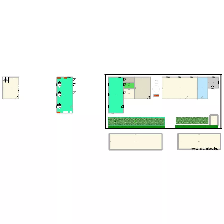 cantonnement  warehouse plant. Plan de 14  et 632 m²