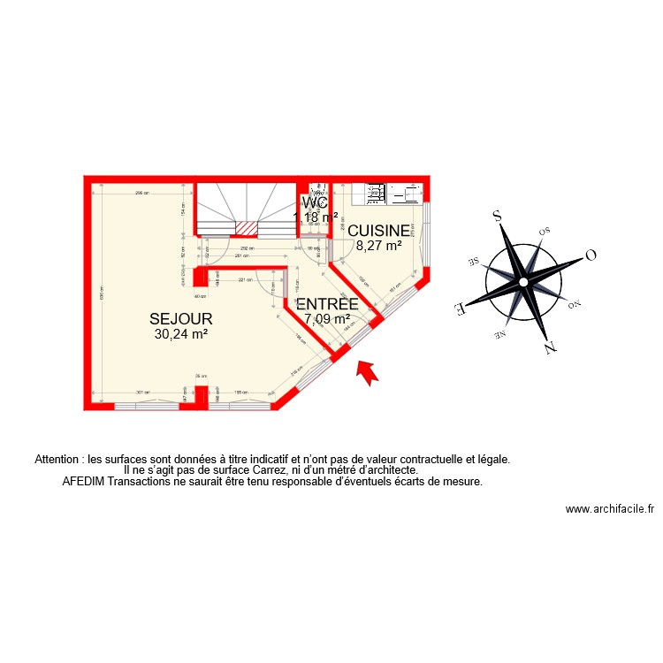 BI 8344 RDC PASCAL. Plan de 8 pièces et 50 m2