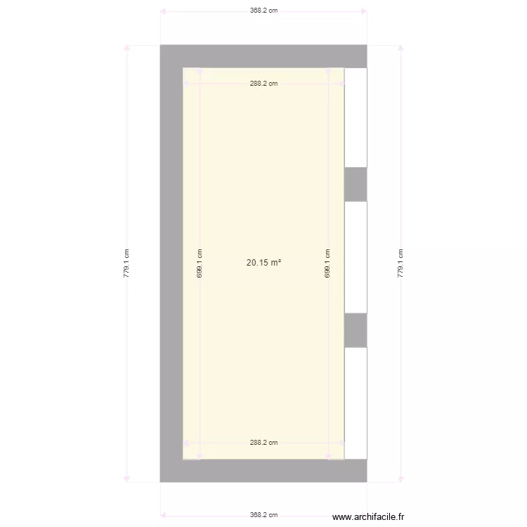 Chambre piscine avant travaux. Plan de 