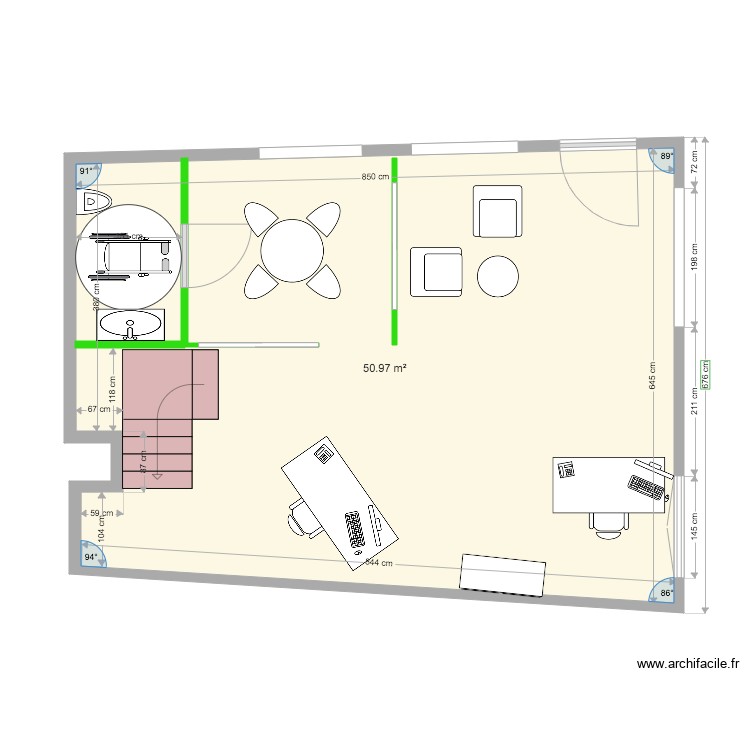1 Pl Hotel De Ville Rdc Amenagement Plan 1 Piece 51 M2 Dessine Par Robert89