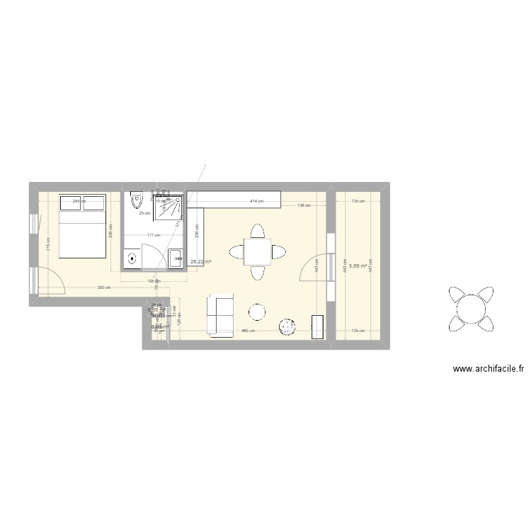 appartement les sablettes n°5. Plan de 5 pièces et 35 m2