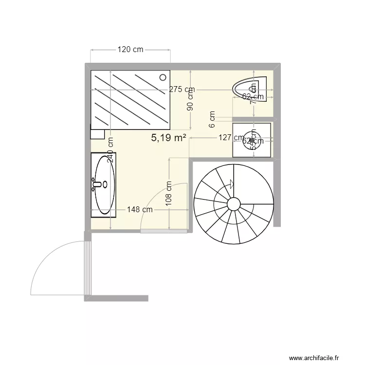 salle de bain. Plan de 