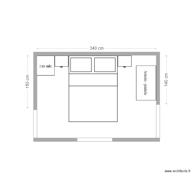 chambre chionea. Plan de 1 pièce et 8 m2