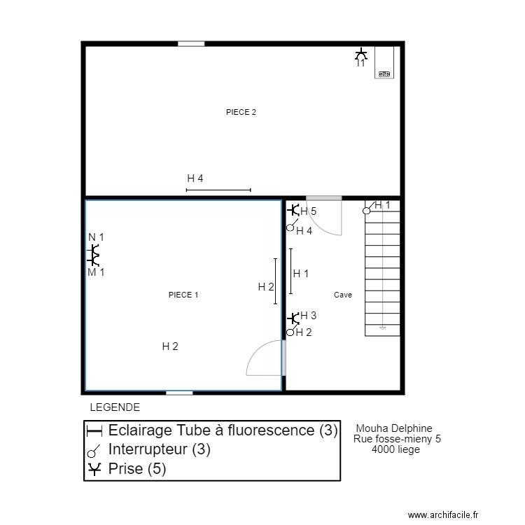 MOH 3. Plan de 3 pièces et 55 m2