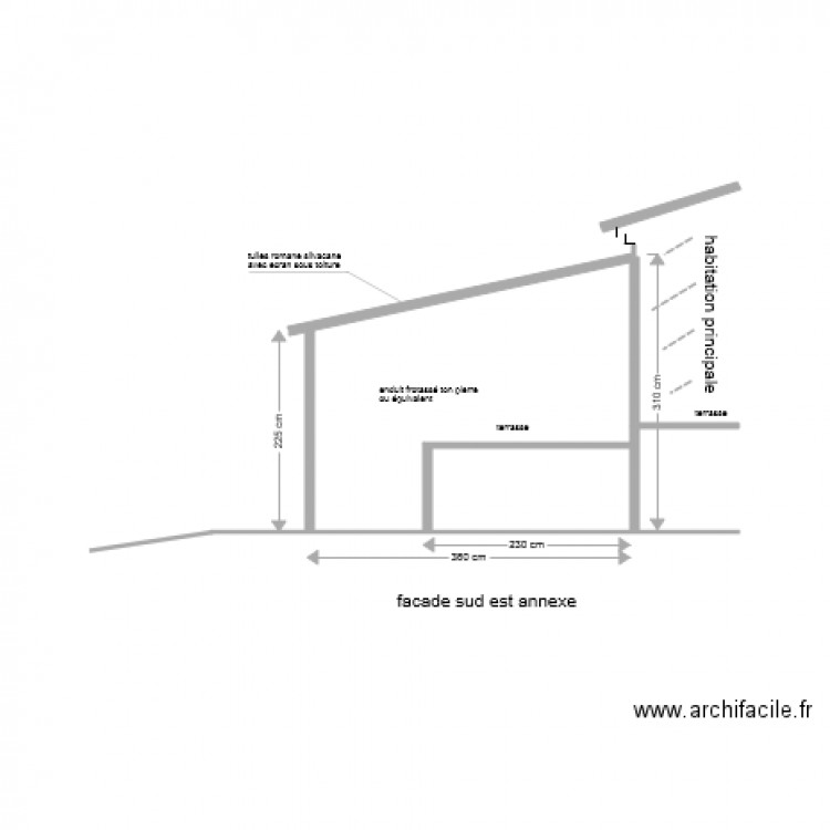 facade arriere sud est annexe. Plan de 0 pièce et 0 m2