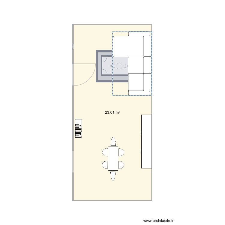 Maison Crou_Living 3. Plan de 1 pièce et 23 m2