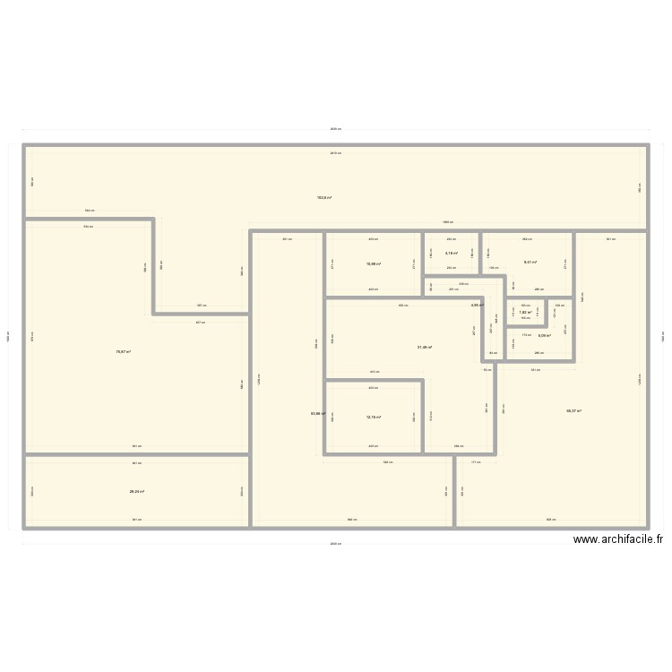 Galinou v2. Plan de 13 pièces et 406 m2