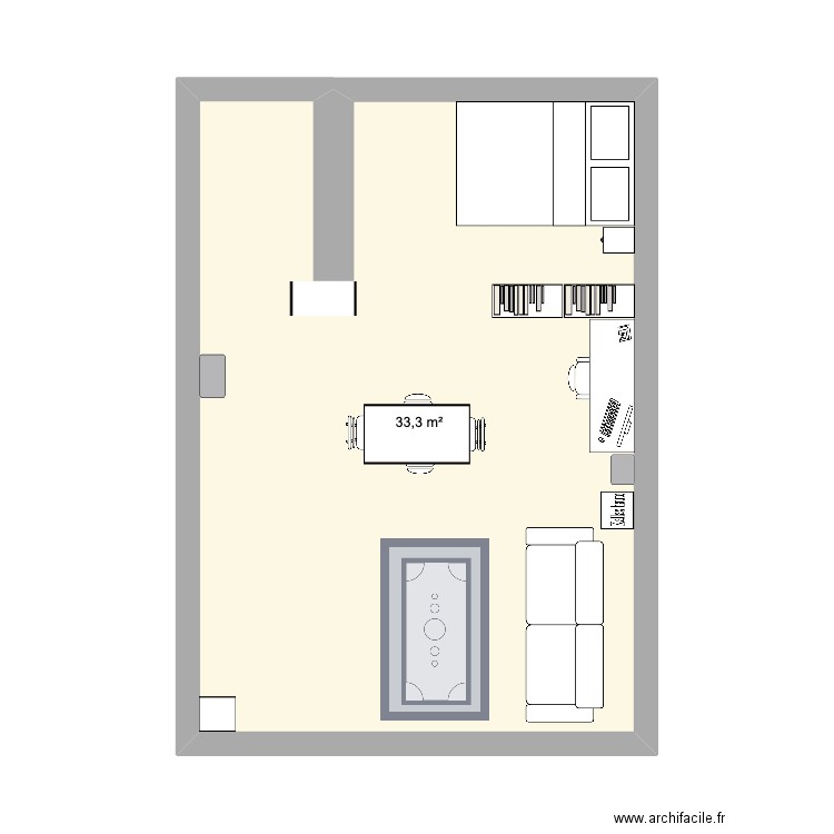 Chapelle-aux-champs. Plan de 1 pièce et 33 m2