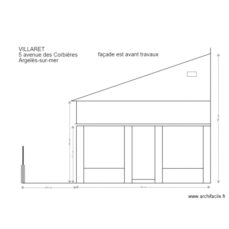 façade Est avant travaux. Plan de 0 pièce et 0 m2