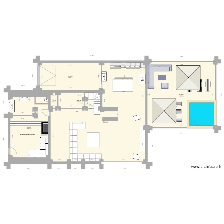 Plan extension salon 12 x 12 v2. Plan de 0 pièce et 0 m2