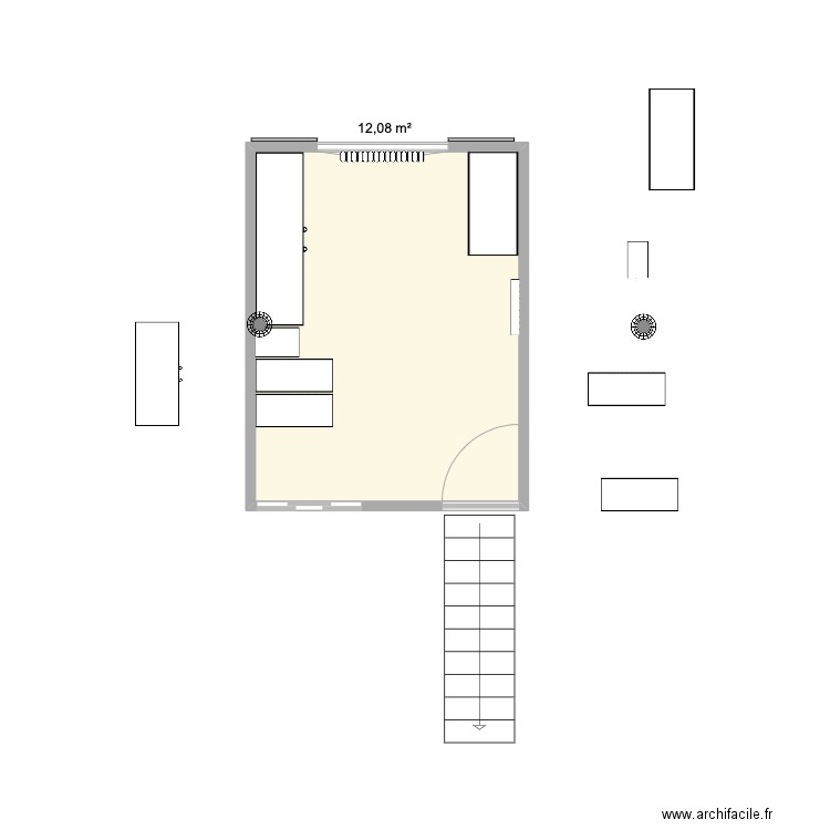 Chambre Coloc2. Plan de 1 pièce et 12 m2