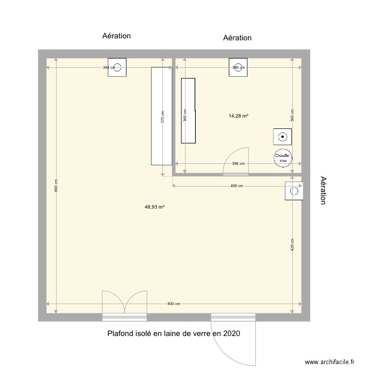 Cave MUMU. Plan de 2 pièces et 63 m2