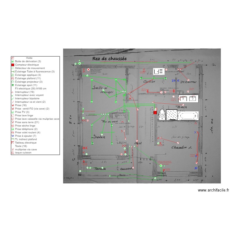 1964 rez de chaussée electricité. Plan de 0 pièce et 0 m2
