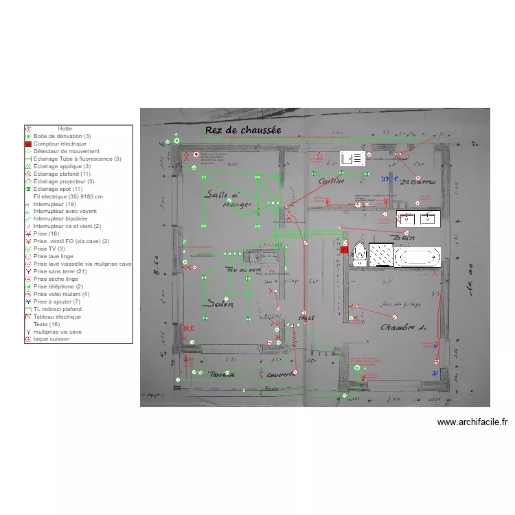 1964 rez de chauss&eacute;e electricit&eacute;. Plan de 