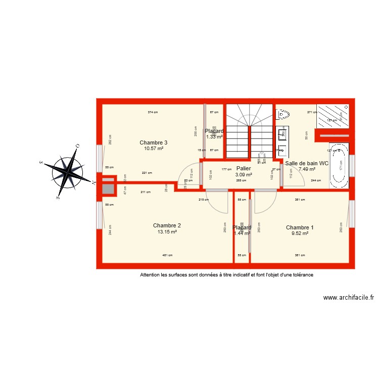 BI 5722 Etage côté. Plan de 0 pièce et 0 m2