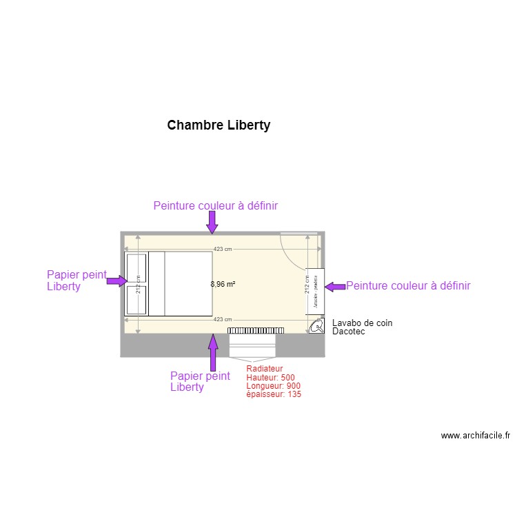 Chambre Liberty. Plan de 0 pièce et 0 m2