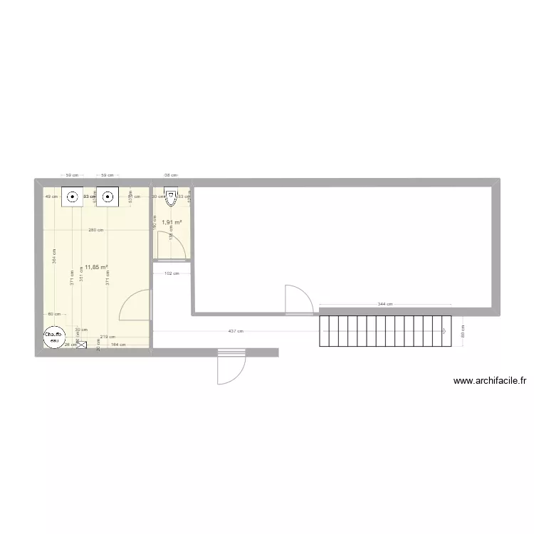 PLAN WC BUANDEIE. Plan de 