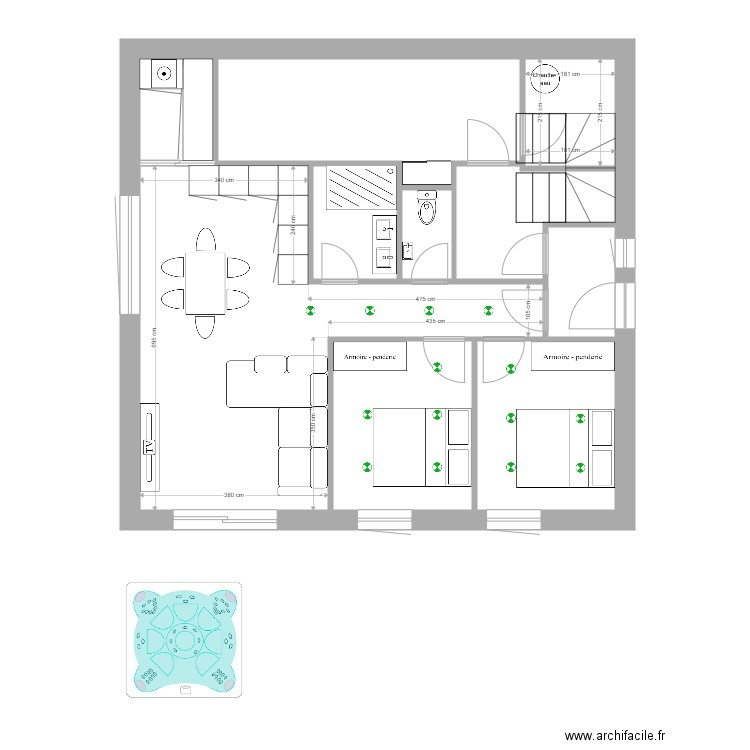 Maison Alexis1. Plan de 44 pièces et 363 m2