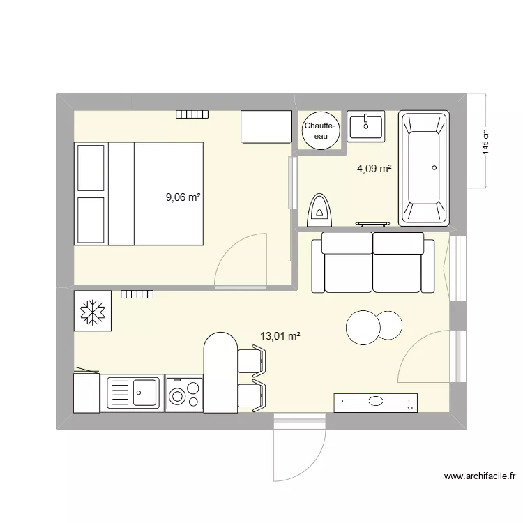 Studio d&eacute;pendance. Plan de 