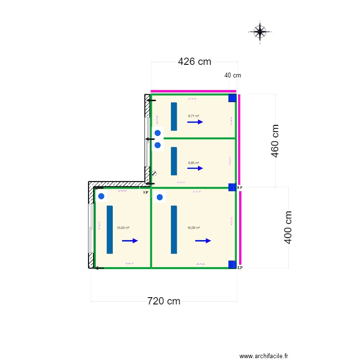 Richard Kuras V2. Plan de 4 pièces et 45 m2