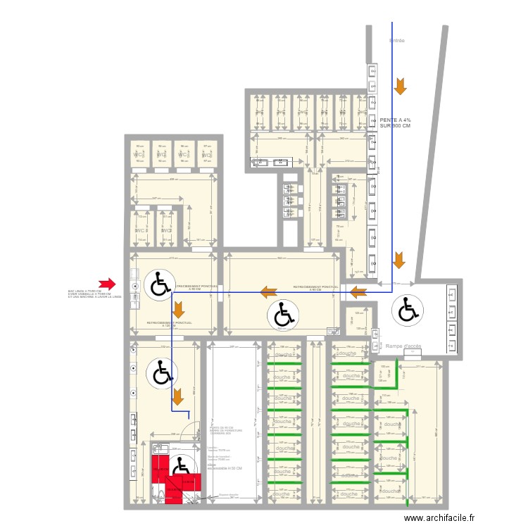 koawa 04 2023Rochetaillée - sanitaire sous le chateau - version espace PMR. Plan de 0 pièce et 0 m2
