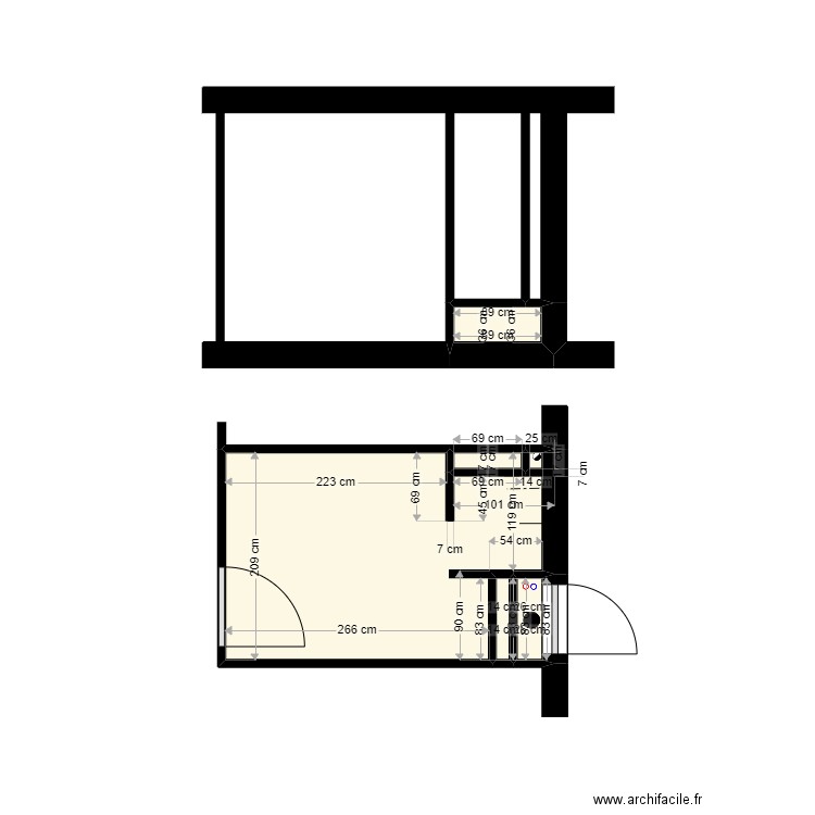 MIS SDB douche italienne CAR sto. Plan de 8 pièces et 13 m2