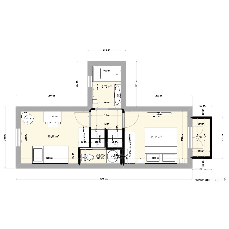 R+1 cannes. Plan de 7 pièces et 32 m2