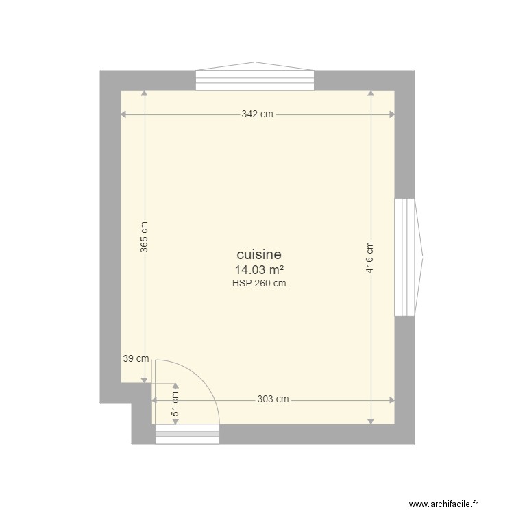 cuisine aude brisac. Plan de 1 pièce et 14 m2