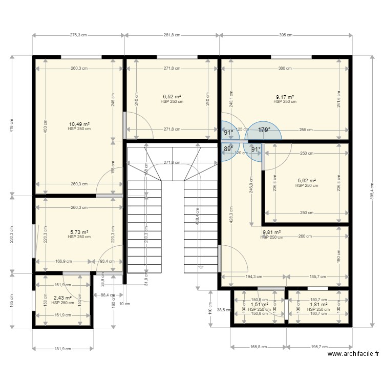 Salwa1. Plan de 9 pièces et 53 m2