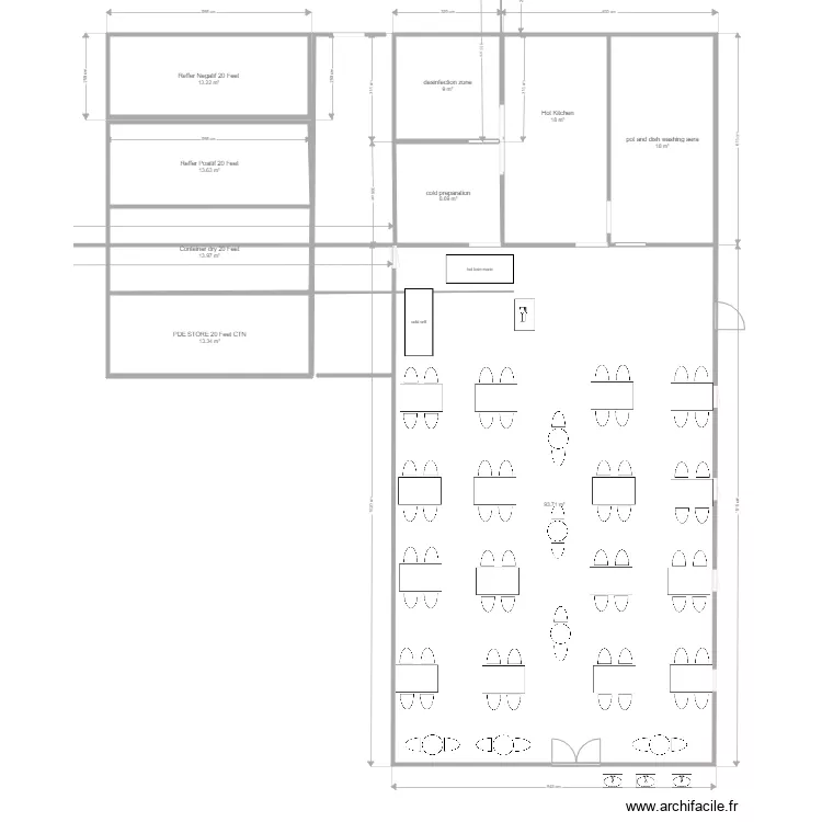 restaurant et cuisine. Plan de restaurant et cuisine. Plan de
