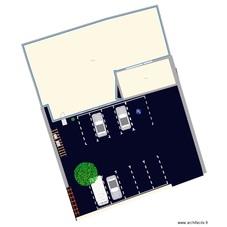 parking pharma avec extension. Plan de 2 pièces et 305 m2