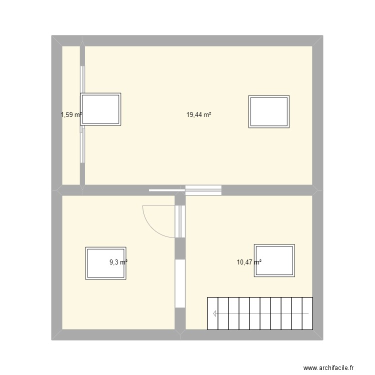 fres. Plan de 4 pièces et 41 m2