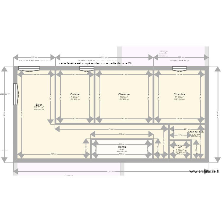 VAYSSIERE . Plan de 14 pièces et 163 m2