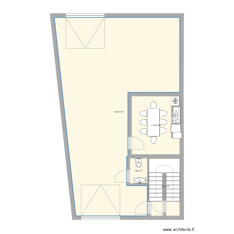 Garage . Plan de 4 pièces et 90 m2