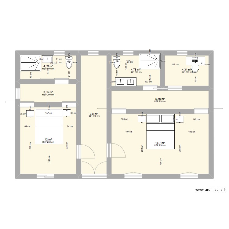 Maison Mada. Plan de 8 pièces et 63 m2