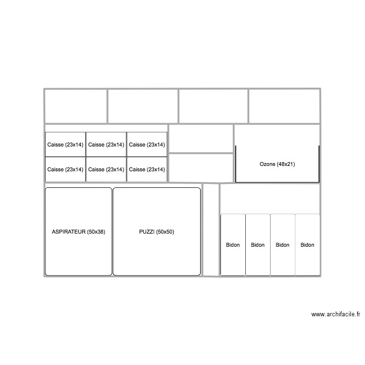 Aménagement Kangoo Haut. Plan de 8 pièces et 26 m2