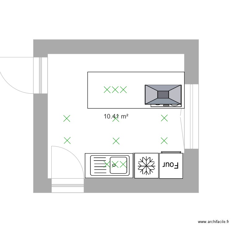 Spots cuisine. Plan de 0 pièce et 0 m2