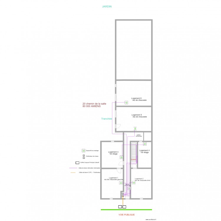 plan de masse ENEDIS 5 unités plus  1 SG. Plan de 0 pièce et 0 m2