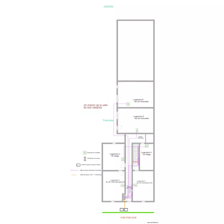 plan de masse ENEDIS 5 unit&eacute;s plus  1 SG. Plan de 
