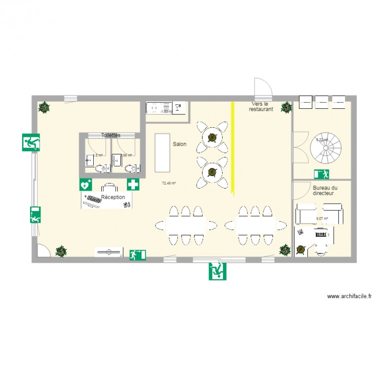 Hall d hotel. Plan de 0 pièce et 0 m2