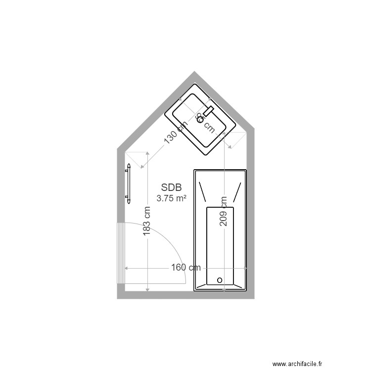 Berremili EDL. Plan de 1 pièce et 4 m2