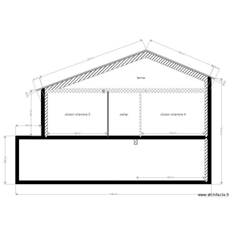 profil toiture niveau ferme. Plan de 0 pièce et 0 m2