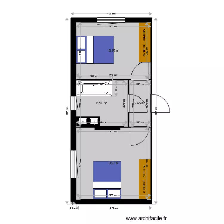 plan chambres et SDB. Plan de 