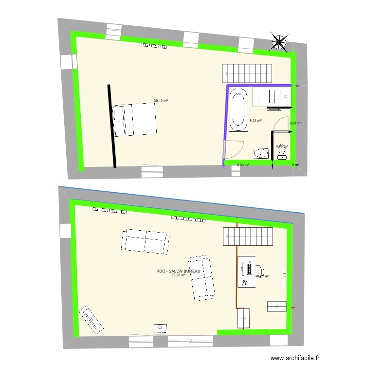 Chambre. Plan de 9 pièces et 113 m2