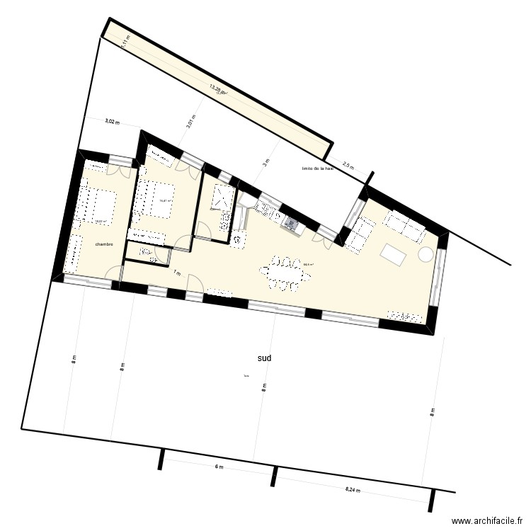 RDC du 28 juin garage coté limite 2021  plan 2. Plan de 6 pièces et 119 m2