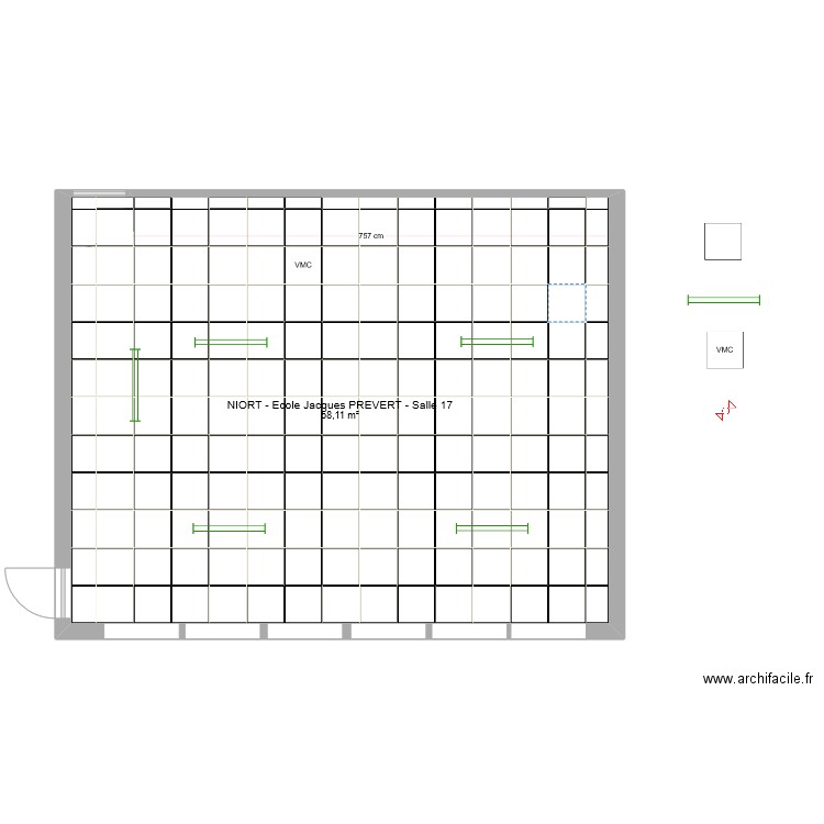 20230330 - NIORT  - Ecole Jacques PREVERT - Salle de classe 17. Plan de 2 pièces et 116 m2