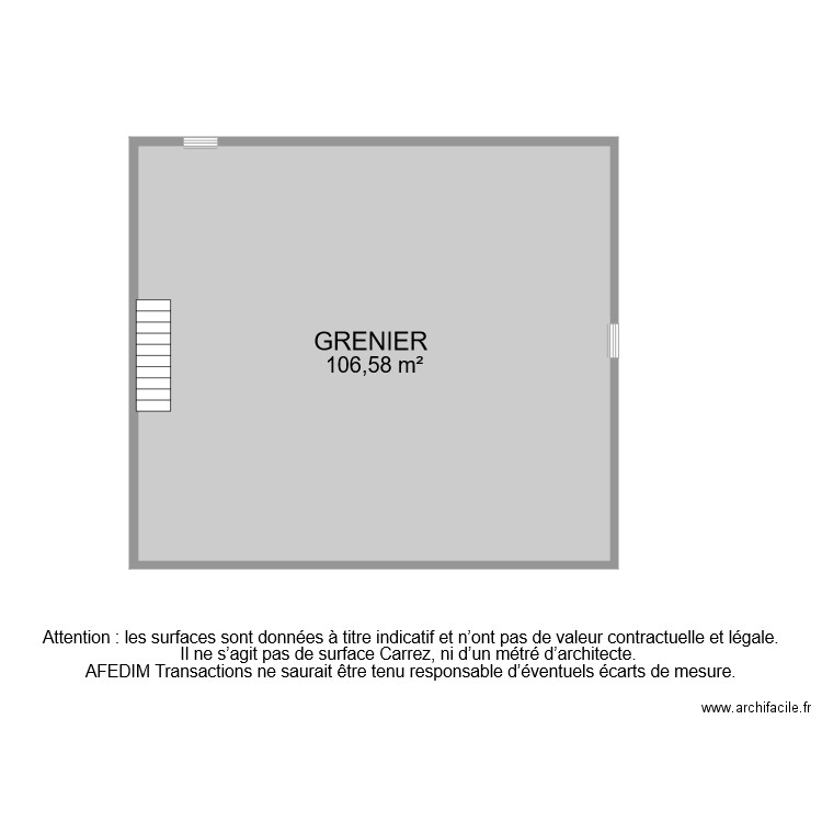 BI8242 GRENIER. Plan de 1 pièce et 107 m2