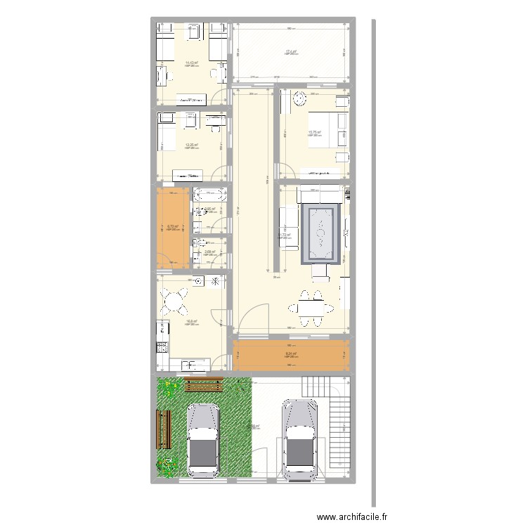 maison 80 m p2. Plan de 11 pièces et 199 m2