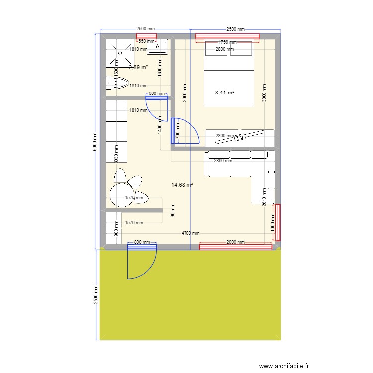 30 КР2. Plan de 4 pièces et 37 m2