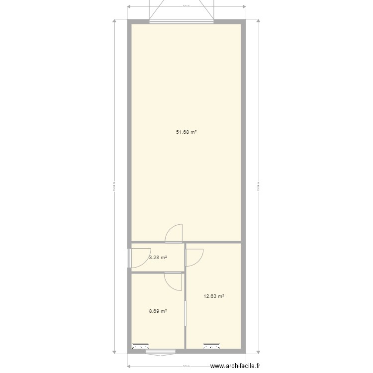 HANGAR/bureau A7-27. Plan de 4 pièces et 76 m2